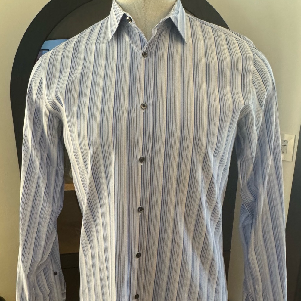 Hugo Boss Light Blue Striped Dress Shirt